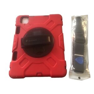 Miesherk IPad Pro 11 Case 2021 3rd Generation Red/Black Kickstand Shoulder Strap